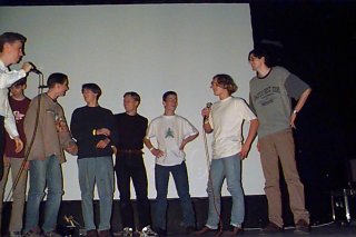 Some dutch-sceners participating in the compo with a Dutch smash-hit (acapella!).
